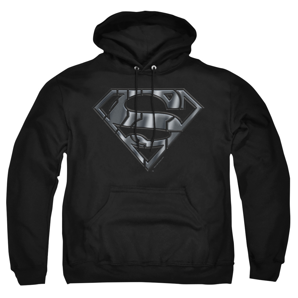SM1706-AFTH-2 Superman Mech Shield Adult Pullover Hoodie, Black - Medium