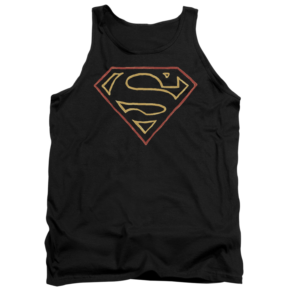 SM1973-TK-2 Superman Colored Shield Adult Tank Top, Black - Medium