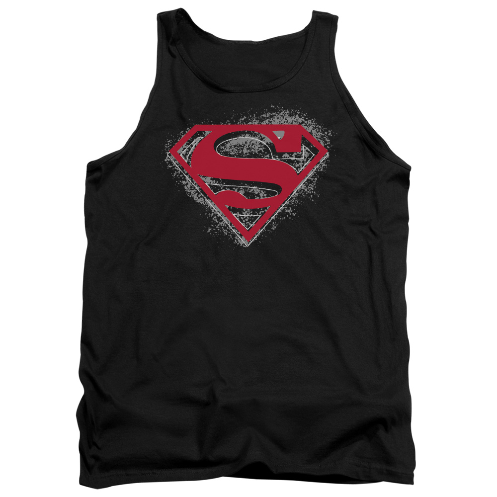 SM2002-TK-4 Superman Hardcore Noir Shield Adult Tank Top, Black - Extra Large