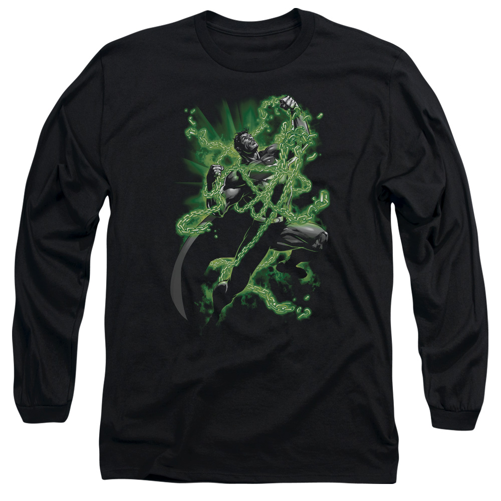 SM1885-AL-2 Superman Kryptonite Chains Adult Long Sleeve T-Shirt, Black - Medium