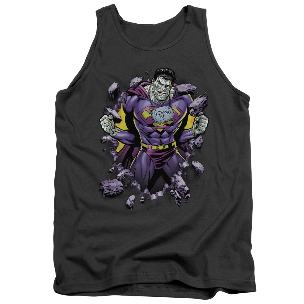 SM1995B-TK-1 Superman Bizzaro Breakthrough Adult Tank Top, Charcoal - Small