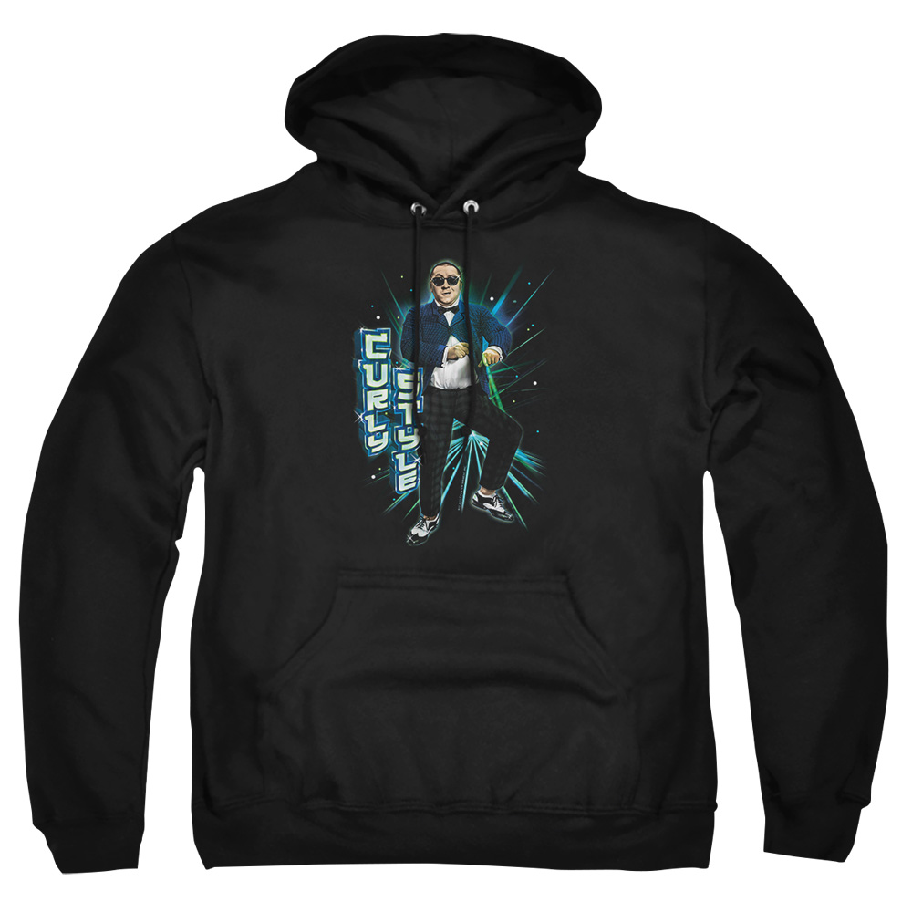 TTS129-AFTH-4 Three Stooges Curly Style Adult Pullover Hoodie, Black - Extra Large