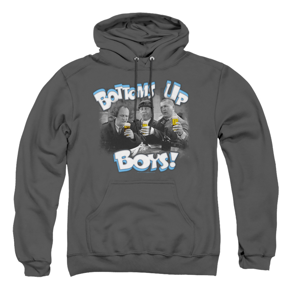 TTS130-AFTH-4 Three Stooges Bottoms Up Adult Pullover Hoodie, Charcoal - Extra Large