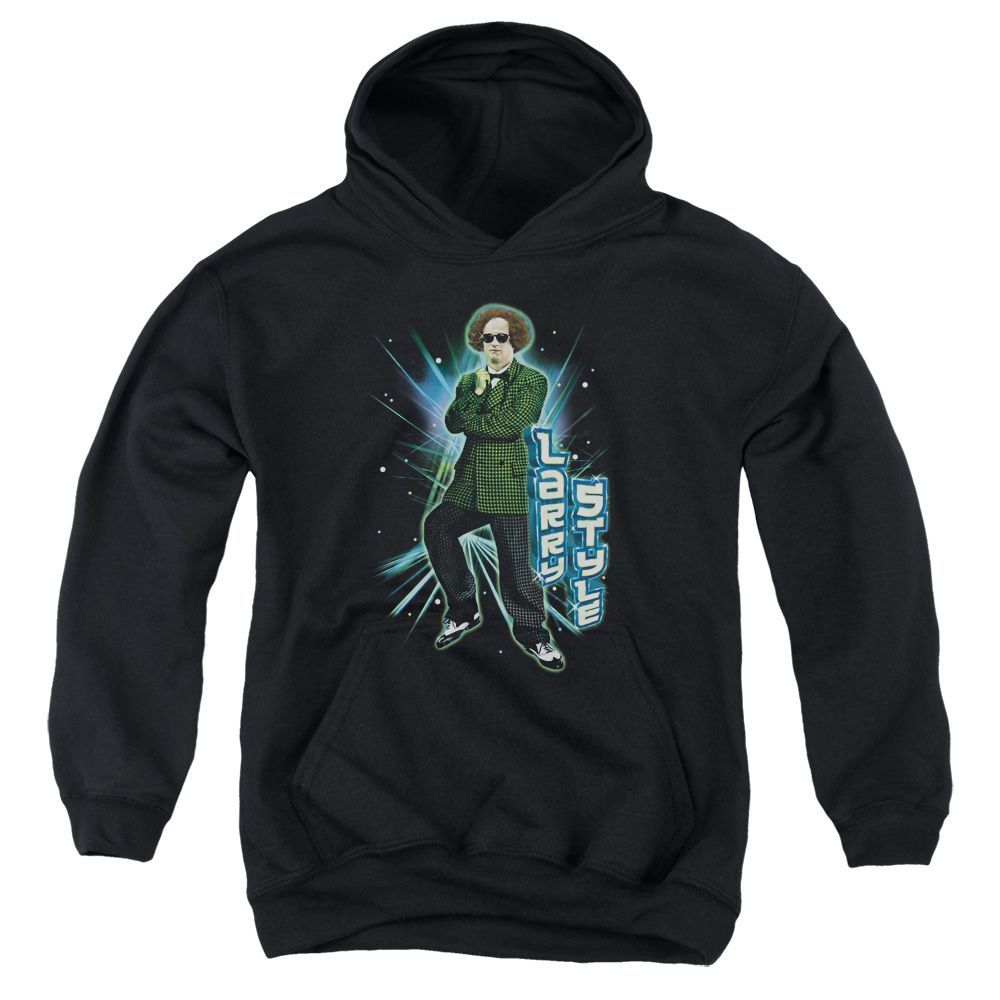 TTS133-YFTH-2 Three Stooges Larry Style Youth Hooded Sweatshirt, Black - Medium