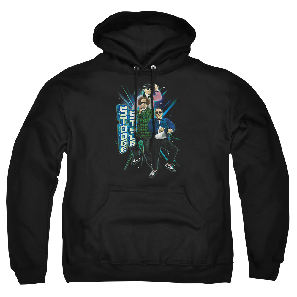 TTS135-AFTH-4 Three Stooges Stooge Style Adult Pullover Hoodie, Black - Extra Large