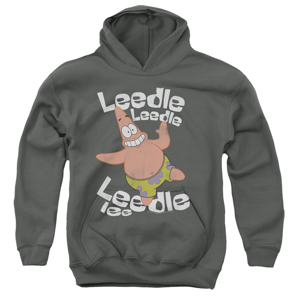 NICK504-YFTH-2 Spongebob Singing Patrick Youth Hooded Sweatshirt, Charcoal - Medium