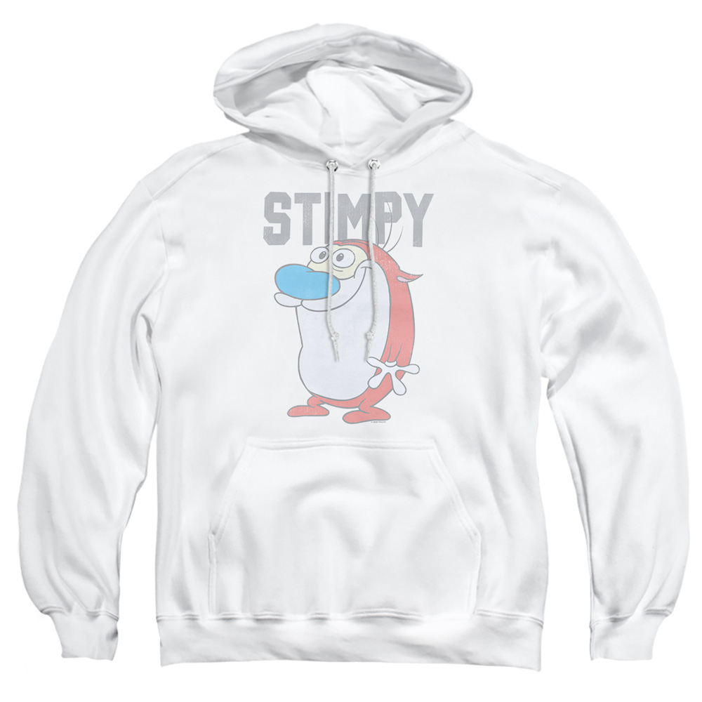 NICK520-AFTH-1 Ren & Stimpy Collegiate Adult Pullover Hoodie, White - Small
