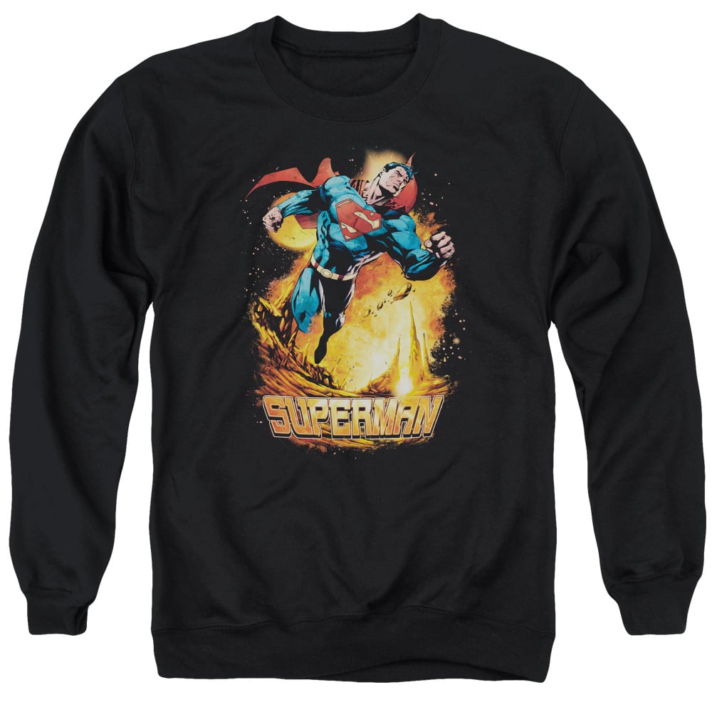 SM1982-AS-4 Superman Space Case Adult Crewneck Sweatshirt, Black - Extra Large