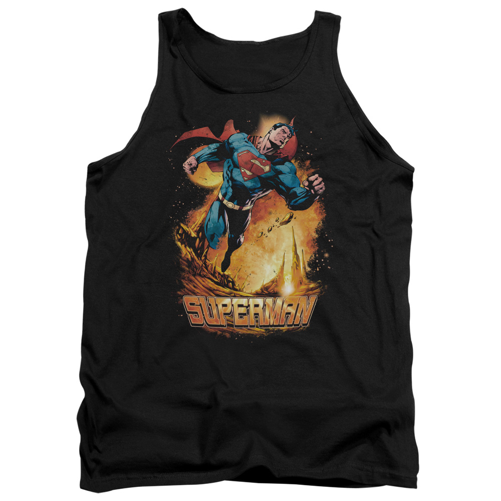 SM1982-TK-3 Superman Space Case Adult Tank Top, Black - Large