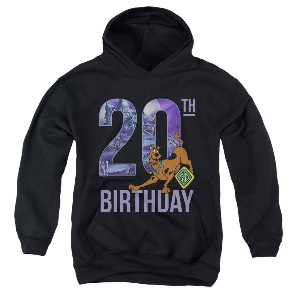 SD421-YFTH-2 Scooby-Doo Birthday Youth Hooded Sweatshirt, Black - Medium