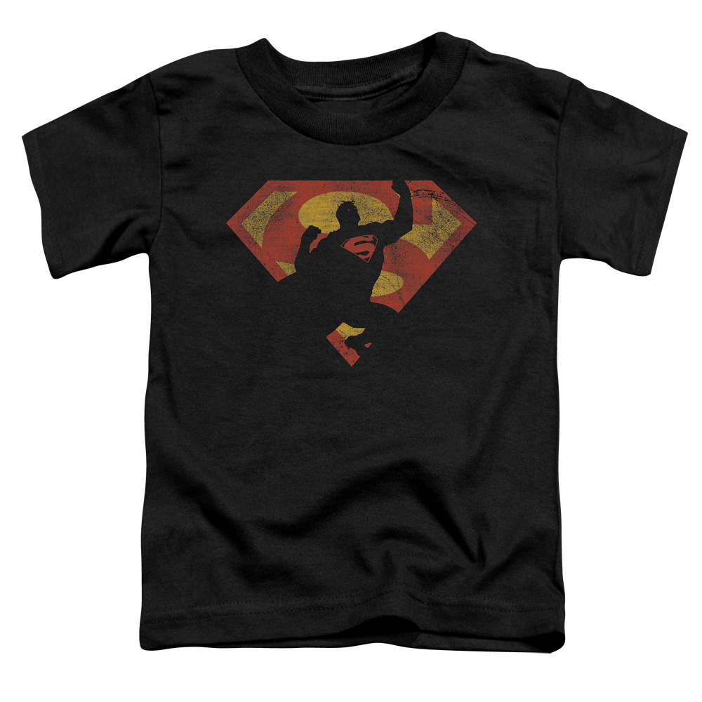 SM2233-TT-2 Superman S Shield Knockout Toddler Short Sleeve T-Shirt, Black - Medium 3T