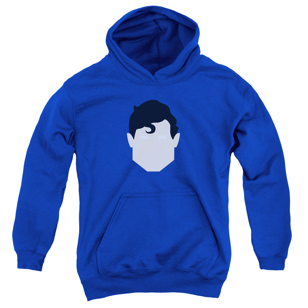 SM2235-YFTH-2 Superman Supes Head Youth Hooded Sweatshirt, Royal - Medium