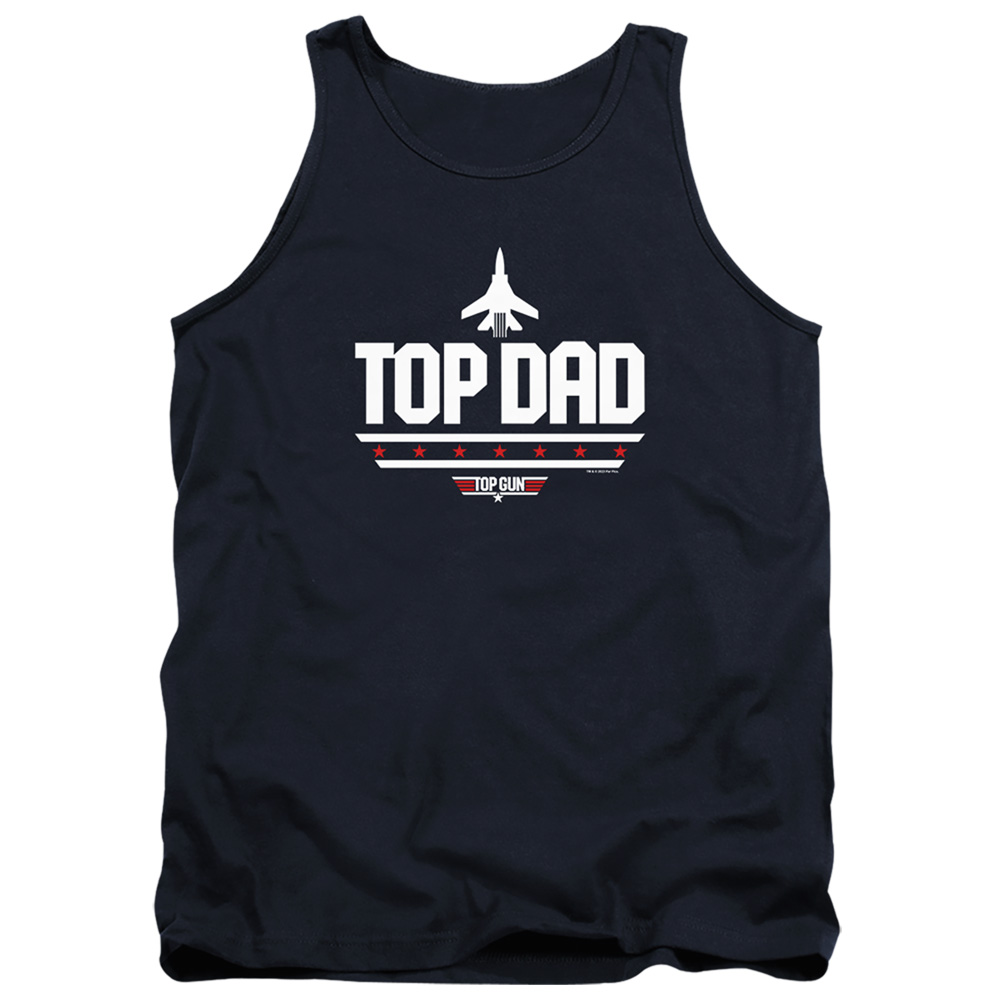 PAR865-TK-3 Top Gun Dad Fathers Day Adult Tank Top, Navy - Large