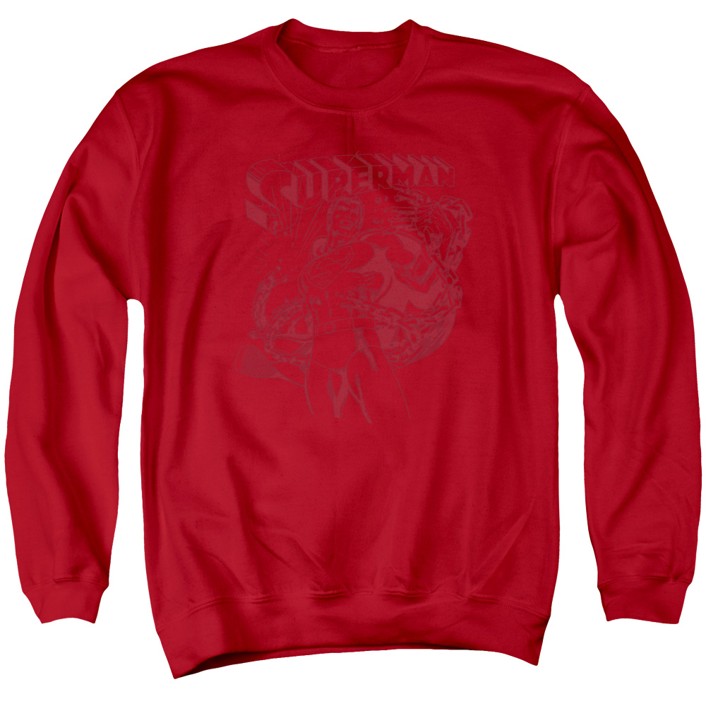 SM2206-AS-3 Superman Code Red Adult Crewneck Sweatshirt, Red - Large