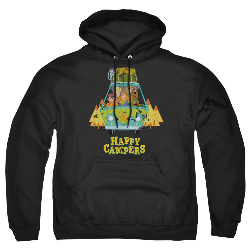 SD239-AFTH-1 Scooby Doo Happy Campers Adult Pullover Hoodie, Black - Small