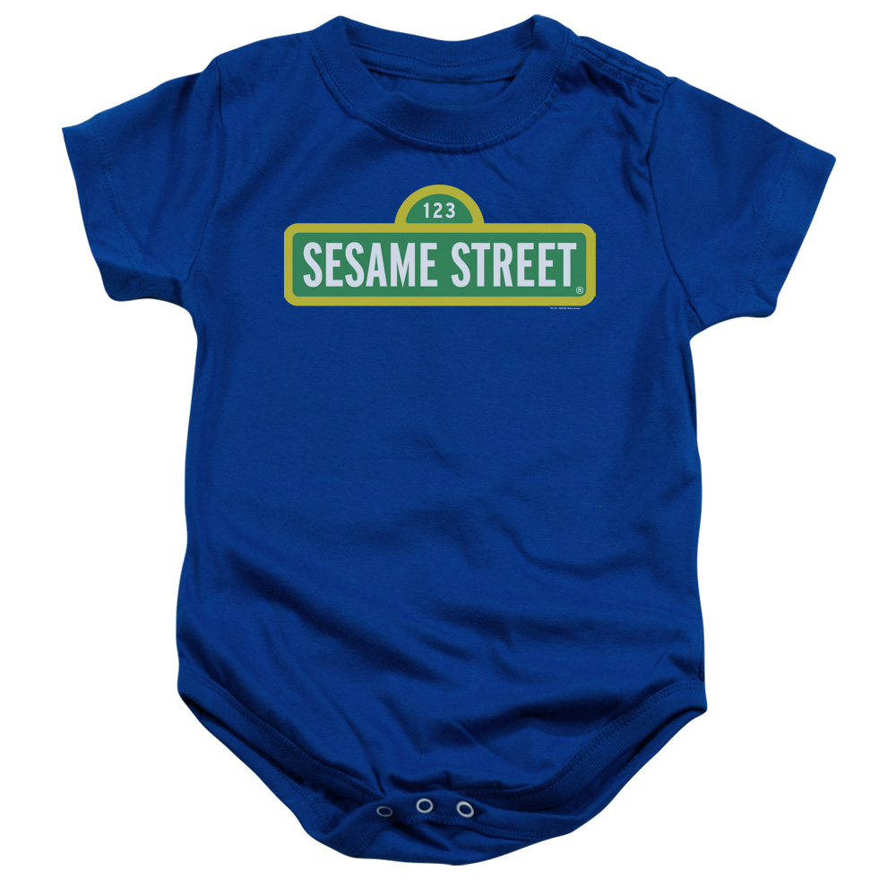 SST100E-SS-2 Sesame Street Logo Infant Snapsuit, Royal - Medium - 12 Month