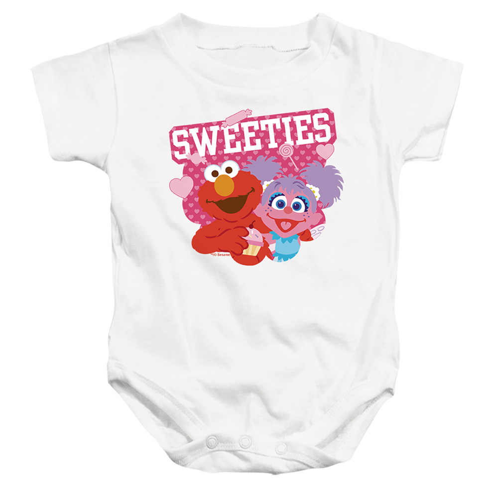 SST10110TVAL-SS-3 Sesame Street Valentines Day Sweeties Elmo & Abby Infant Snapsuit, White - Large - 18 Month