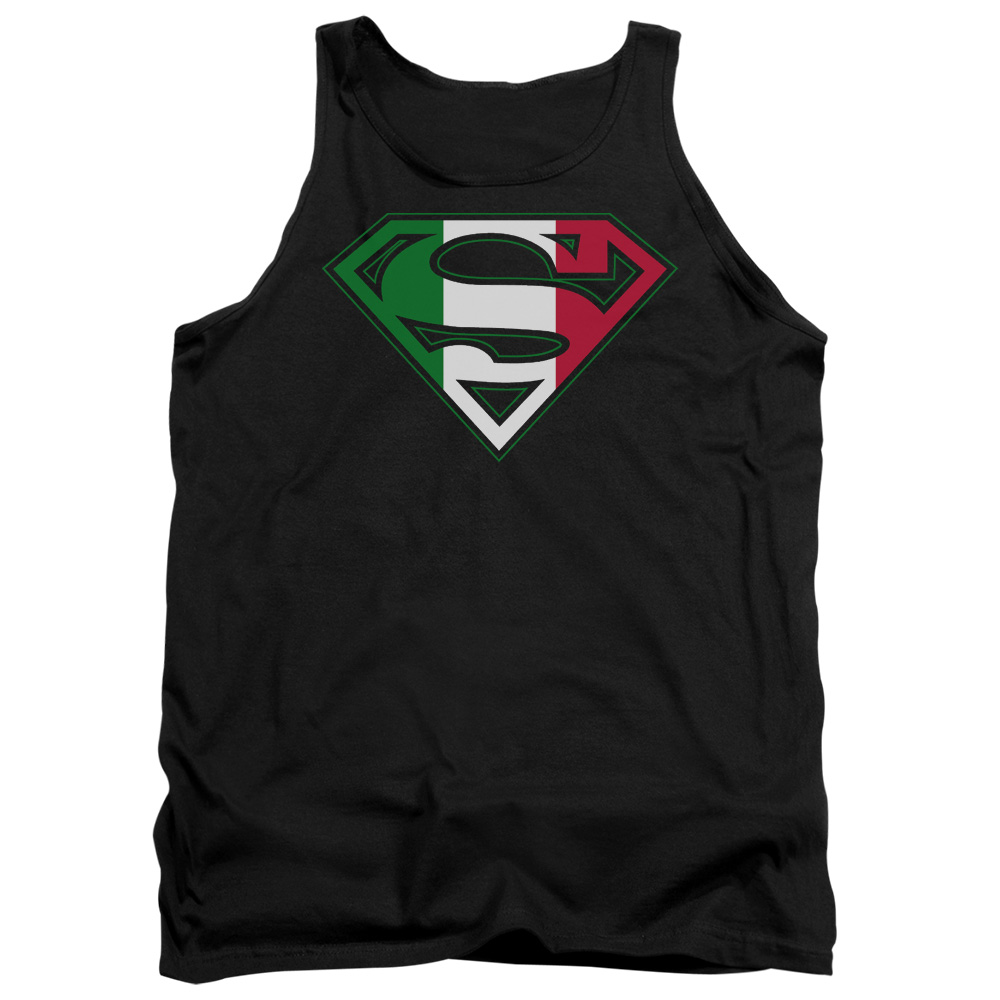 SM1567-TK-4 Superman Italian Shield Adult Tank Top, Black - Extra Large