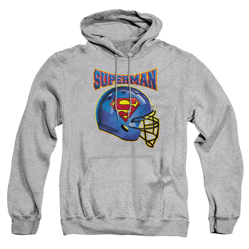 SM1458-AFTH-4 Superman Helmet Adult Pullover Hoodie, Athletic Heather - Extra Large