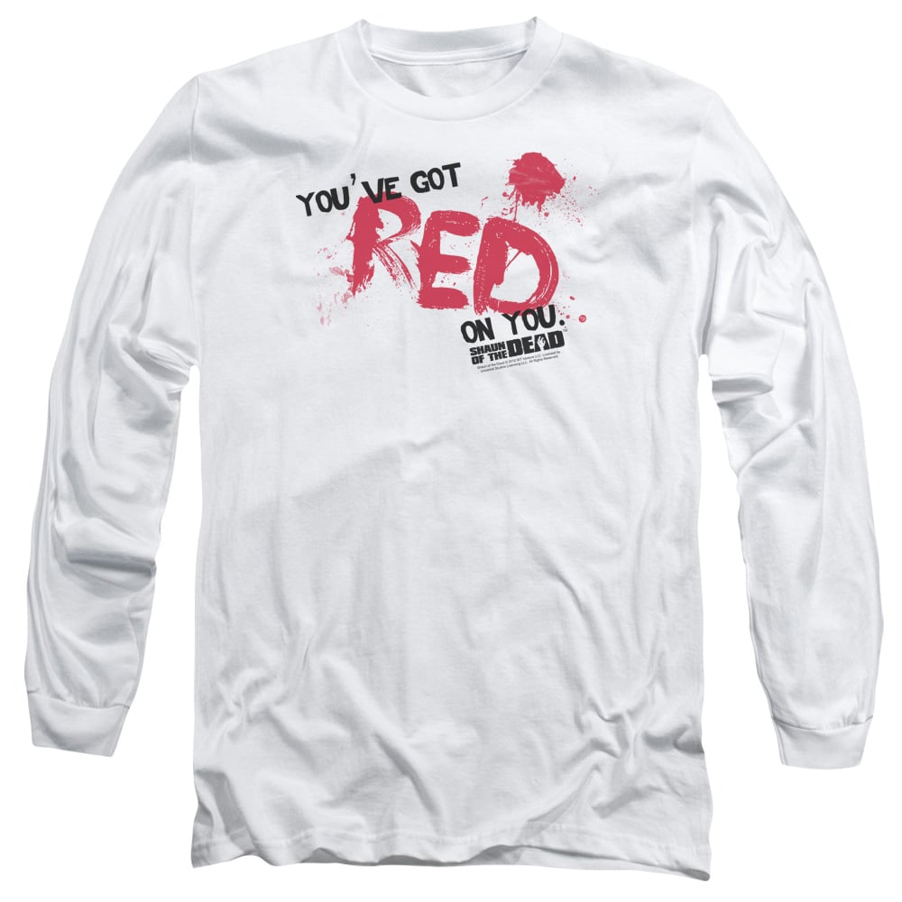UNI386-AL-1 Shaun of The Dead Red On You Adult Long Sleeve T-Shirt, White - Small