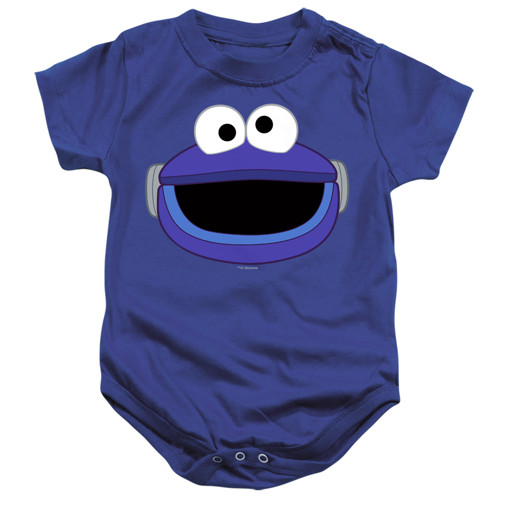 SST672-SS-2 Sesame Street Mecha Cookie Monster Face Infant Snapsuit, Royal - Medium - 12 Month