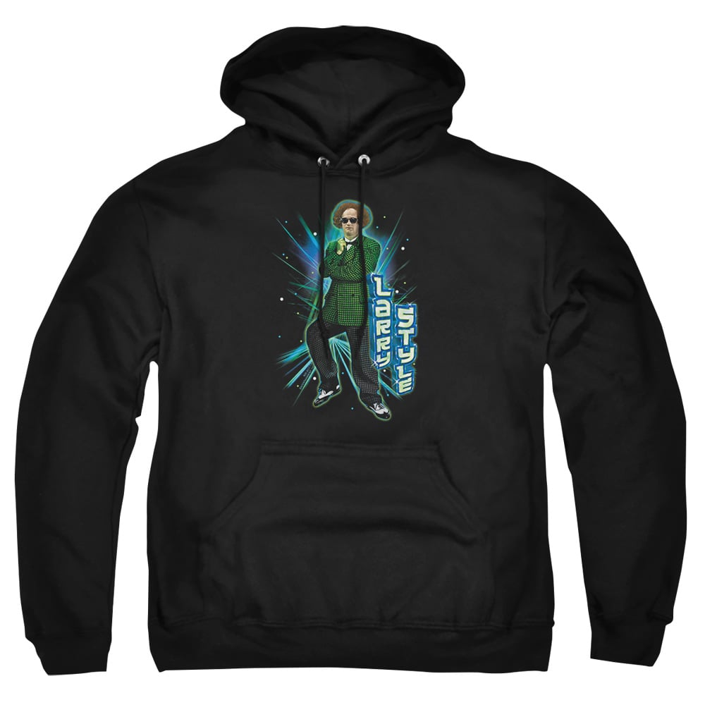 TTS133-AFTH-5 Three Stooges Larry Style Adult Pullover Hoodie, Black - 2X
