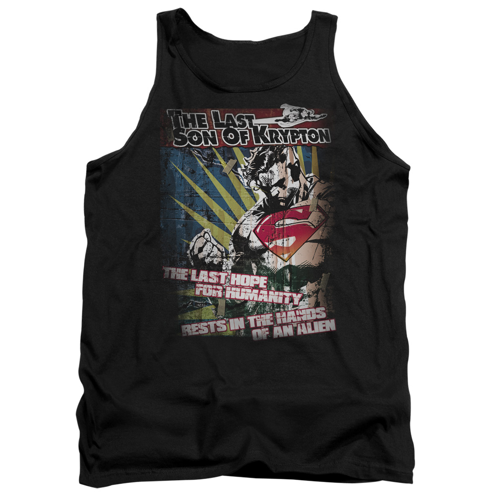SM1721-TK-2 Superman Last Hope Adult Tank Top, Black - Medium