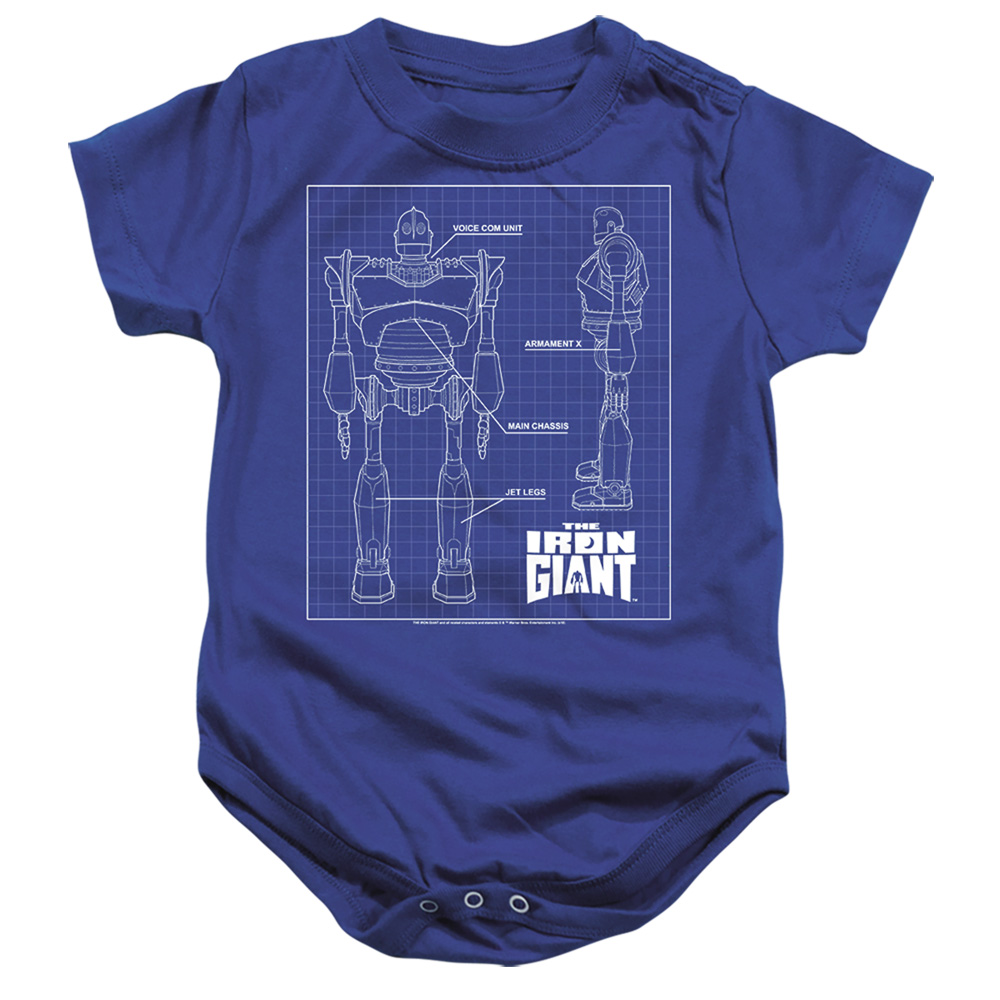 WBM802-SS-4 The Iron Giant Schematic Infant Snapsuit, Royal - Extra Large - 24 Month