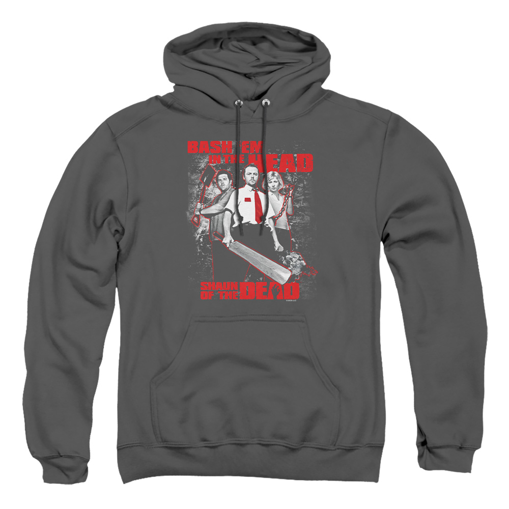 UNI327-AFTH-2 Shaun of The Dead Bash Em Adult Pullover Hoodie, Charcoal - Medium