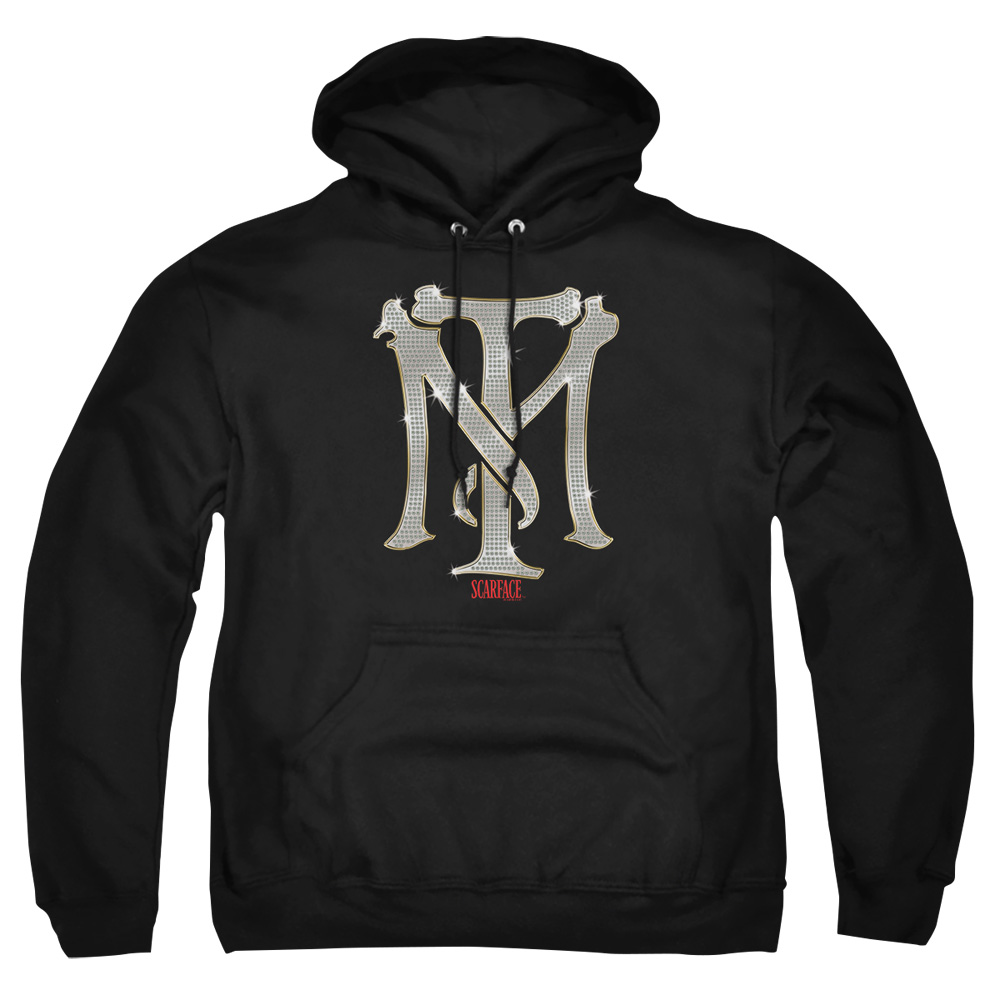 UNI677-AFTH-2 Scarface TM Bling Adult Pullover Hoodie, Black - Medium