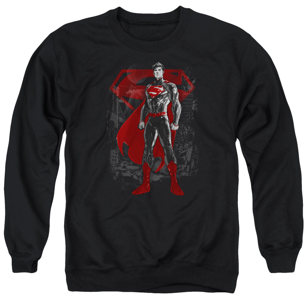 SM1992-AS-1 Superman Aftermath Adult Crewneck Sweatshirt, Black - Small