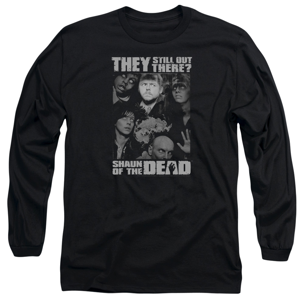 UNI316-AL-1 Shaun of The Dead Still Out There Adult Long Sleeve T-Shirt, Black - Small