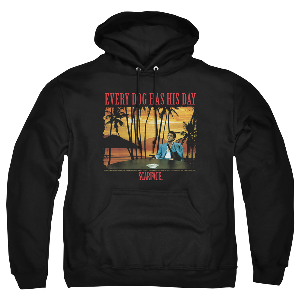 UNI672-AFTH-3 Scarface A Dog Day Adult Pullover Hoodie, Black - Large