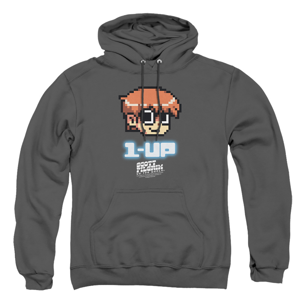 UNI650-AFTH-2 Scott Pilgrim 1 Up Adult Pullover Hoodie, Charcoal - Medium