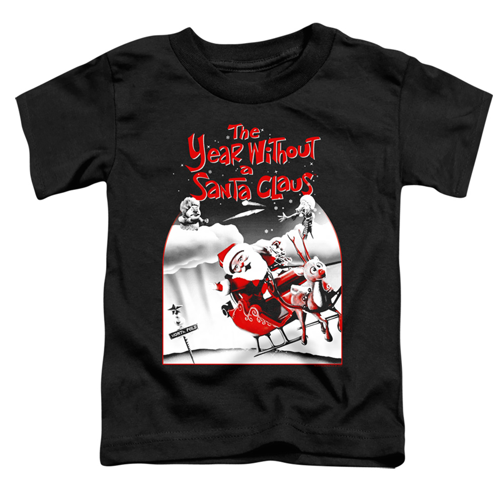 WBT710B-KT-1 The Year Without A Santa Claus Poster Toddler Short Sleeve T-Shirt, Black - Large 4T