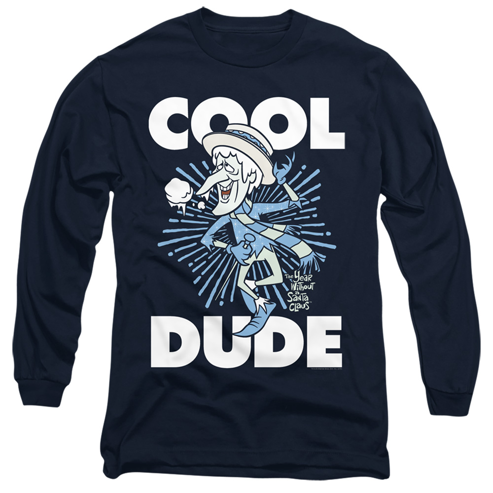 WBT714B-AL-1 The Year Without A Santa Claus Cool Dude Adult Long Sleeve T-Shirt, Navy - Small