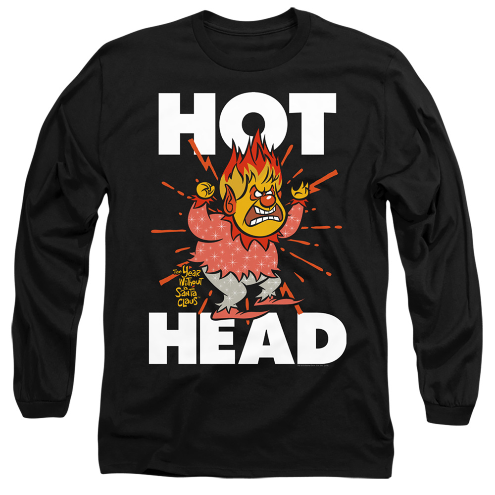 WBT713-AL-3 The Year Without A Santa Claus Hot Head Adult Long Sleeve T-Shirt, Black - Large