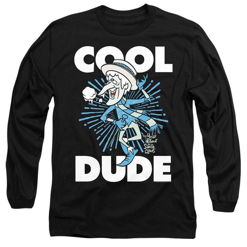 WBT714-AL-3 The Year Without A Santa Claus Cool Dude Adult Long Sleeve T-Shirt, Black - Large
