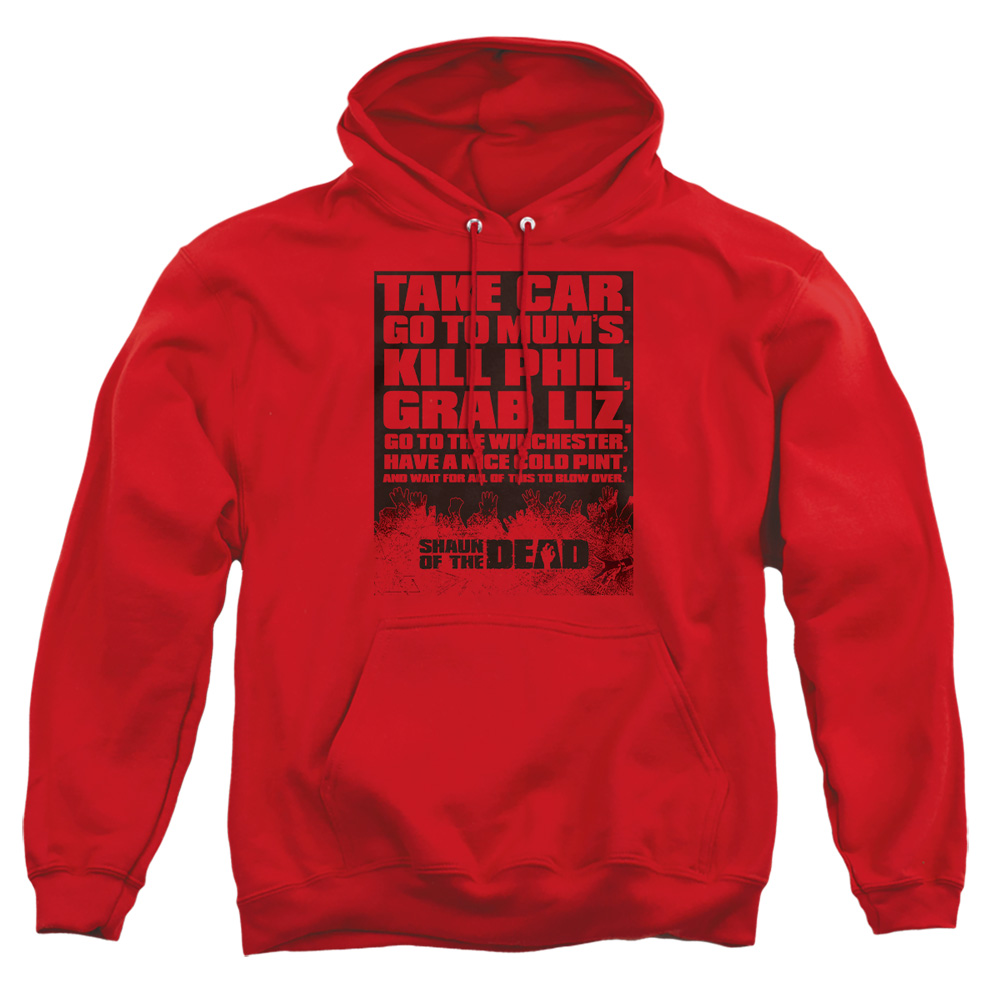 UNI314-AFTH-2 Shaun of The Dead List Adult Pullover Hoodie, Red - Medium