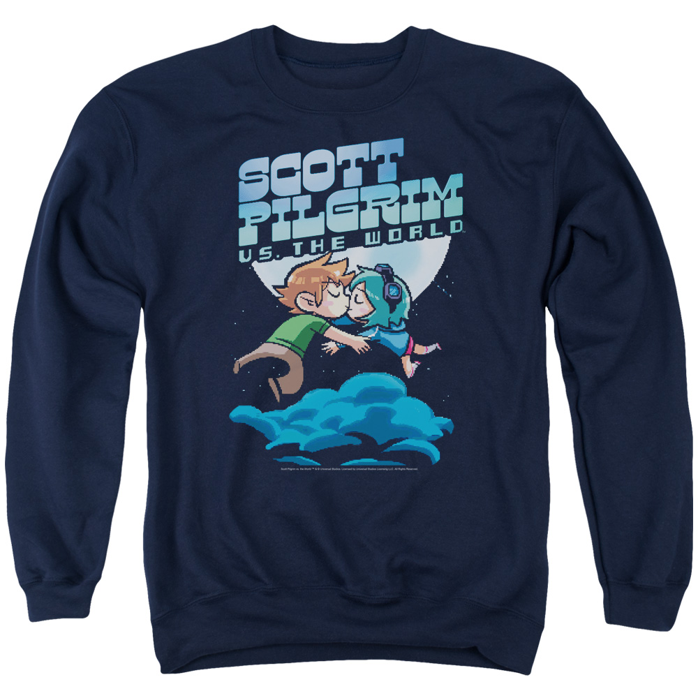 UNI647-AS-2 Scott Pilgrim Lovers Adult Crewneck Sweatshirt, Navy - Medium