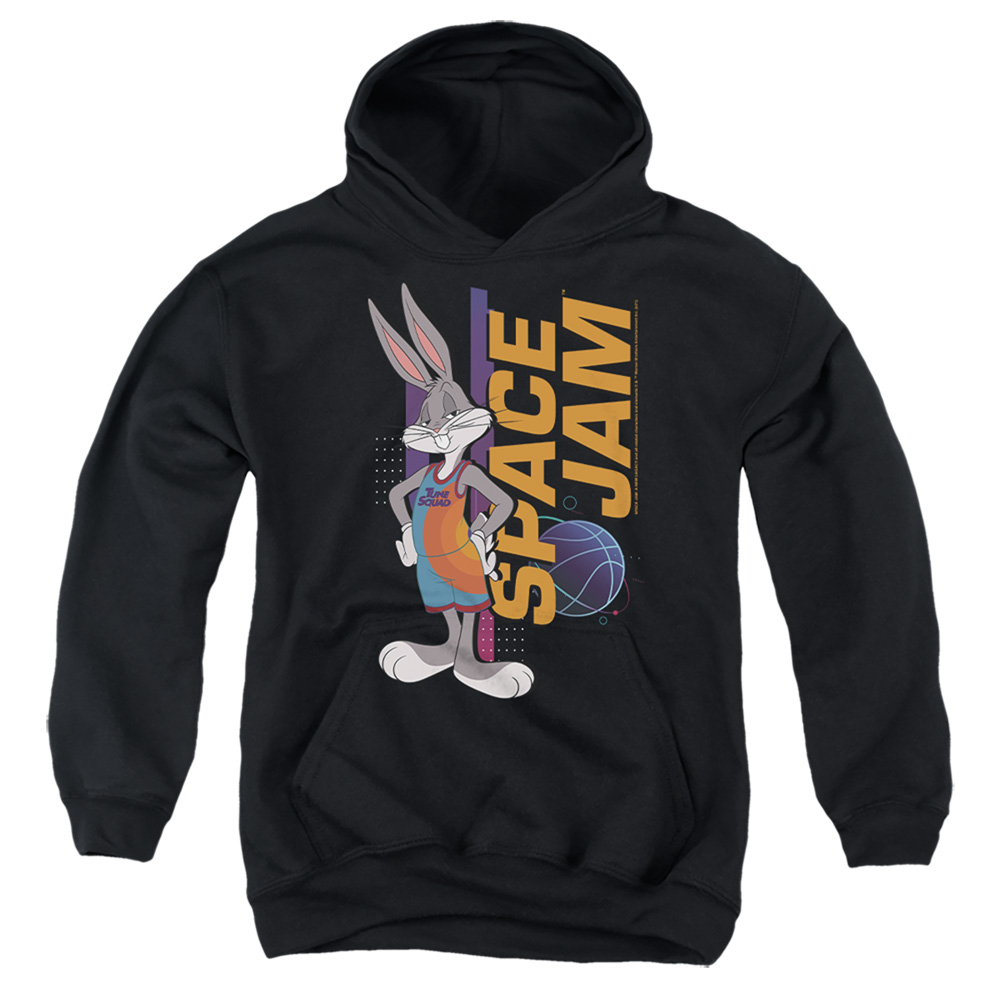 WBM1588-YFTH-1 Space Jam 2 Bugs Standing Youth Hooded Sweatshirt, Black - Small