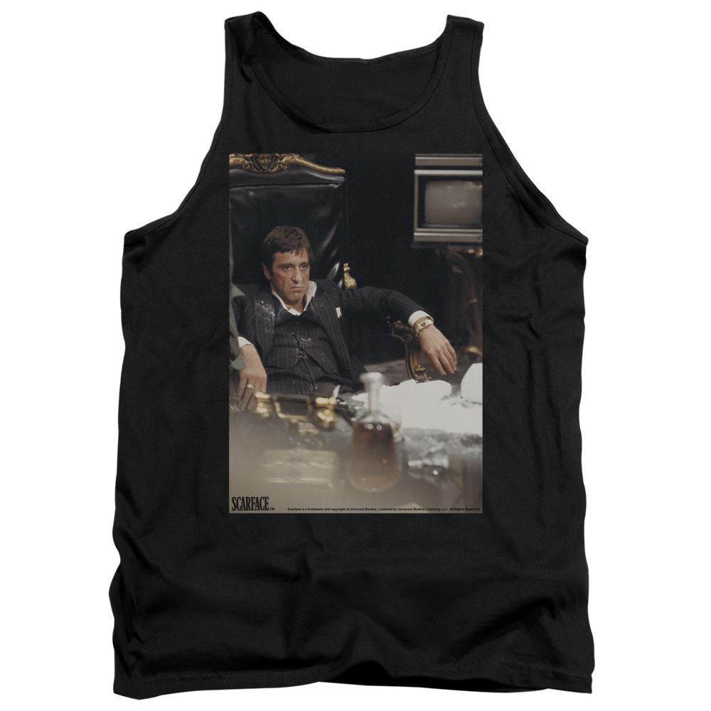 UNI902-TK-1 Scarface Sit Back Adult Tank Top, Black - Small