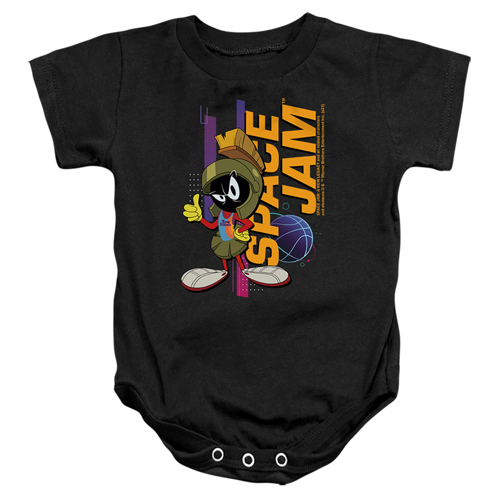 WBM1591-SS-1 Space Jam 2 Marvin Standing Infant Snapsuit, Black - Small - 6 Month
