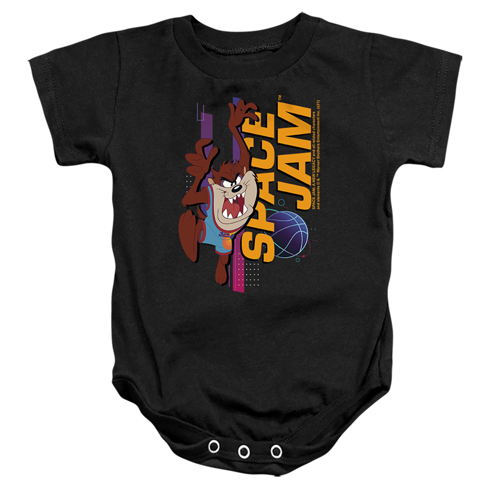 WBM1592-SS-1 Space Jam 2 Taz Standing Infant Snapsuit, Black - Small - 6 Month