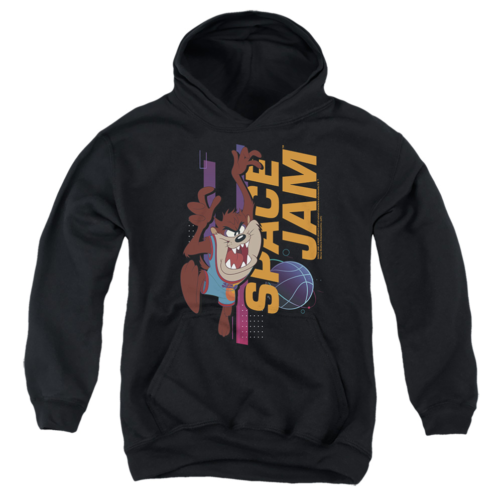 WBM1592-YFTH-2 Space Jam 2 Taz Standing Youth Hooded Sweatshirt, Black - Medium