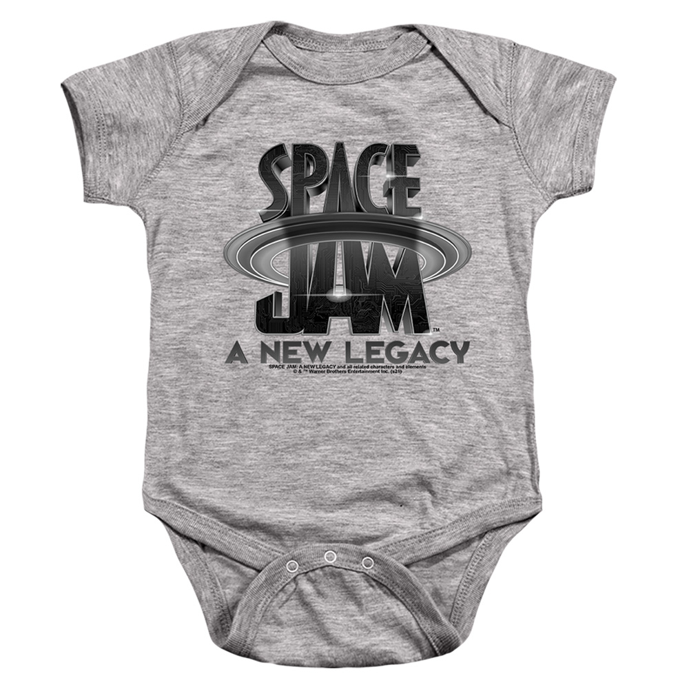 WBM1599-SS-3 Space Jam 2 Logo Black Infant Snapsuit, Athletic Heather - Large - 18 Month