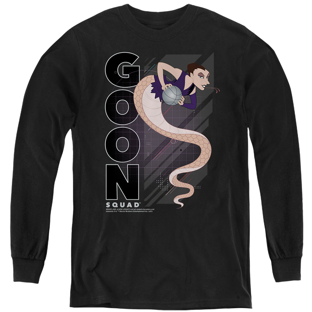 WBM1612-YL-2 Space Jam 2 White Mamba Long Sleeve Youth T-Shirt, Black - Medium