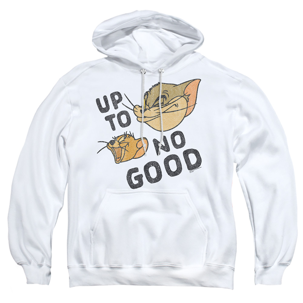HNB195-AFTH-2 Tom & Jerry Cat & Mouse Nope Adult Pullover Hoodie, White - Medium
