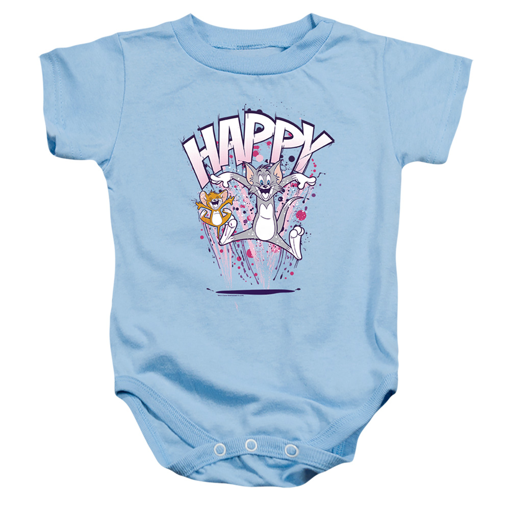 HNB286-SS-1 Tom & Jerry Happy Infant Snapsuit, Light Blue - Small - 6 Month
