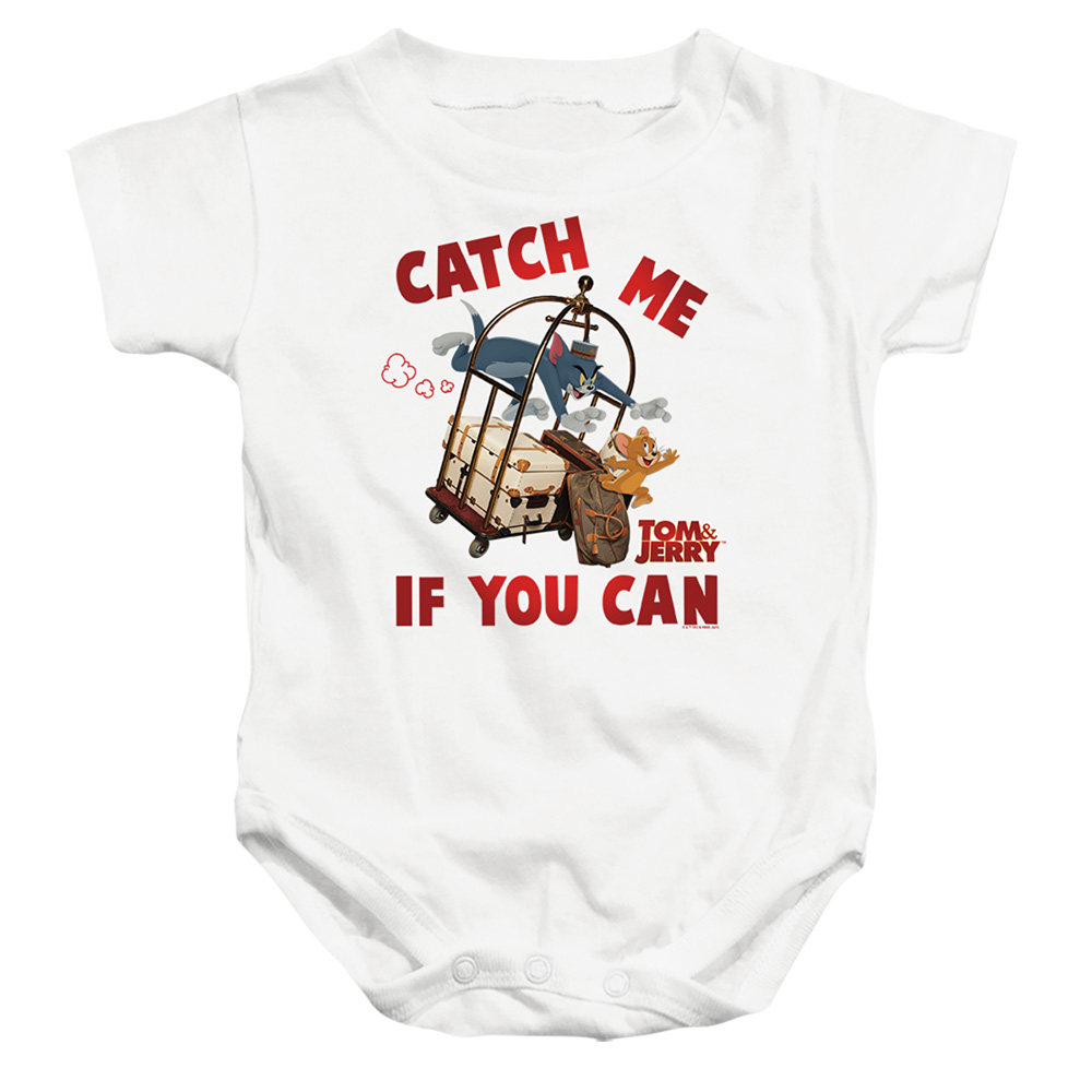 HNB317-SS-2 Tom & Jerry Movie Catch Me If You Can Infant Snapsuit, White - Medium - 12 Month